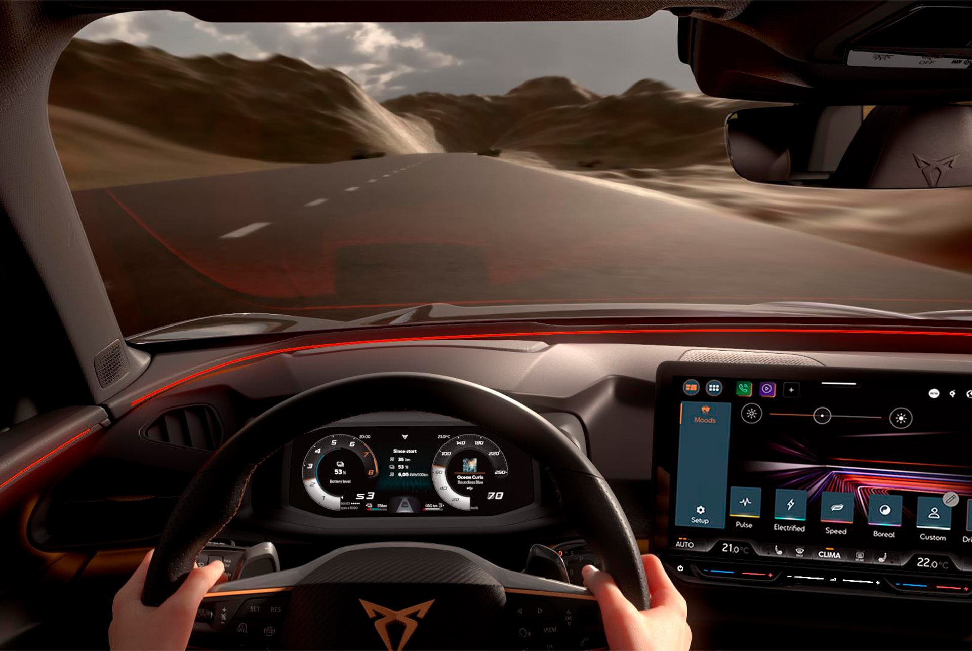 CUPRA Terramar Smartlight tehnoloģijas animācija